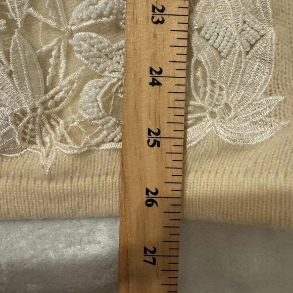 Vintage 80s Sweater with Beaded Pearl Embellishments and Lace Trim - Picture 7 of 8